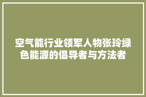 空气能行业领军人物张玲绿色能源的倡导者与方法者 热水器