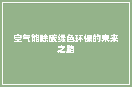 空气能除碳绿色环保的未来之路 空调