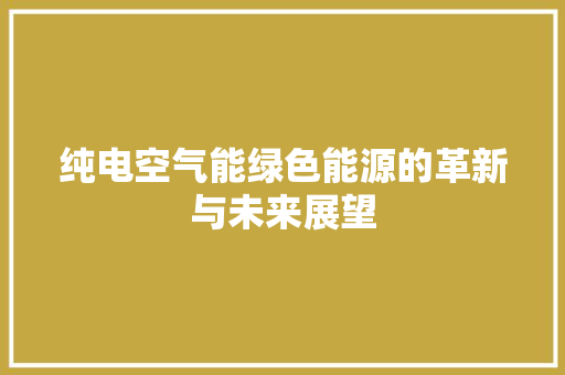 纯电空气能绿色能源的革新与未来展望 热水器
