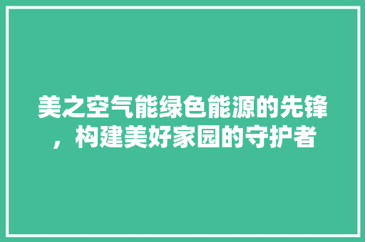 美之空气能绿色能源的先锋，构建美好家园的守护者 翻新改色