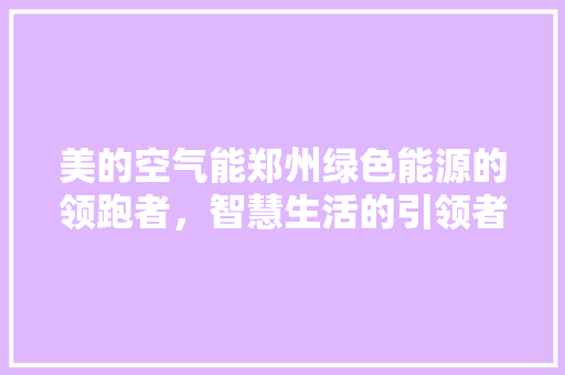 美的空气能郑州绿色能源的领跑者，智慧生活的引领者 翻新改色