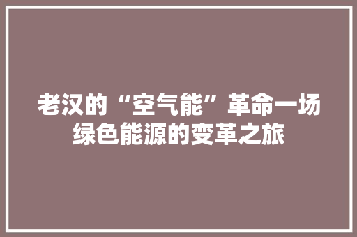 老汉的“空气能”革命一场绿色能源的变革之旅 龙头管件