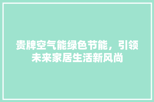 贵牌空气能绿色节能，引领未来家居生活新风尚 热水器