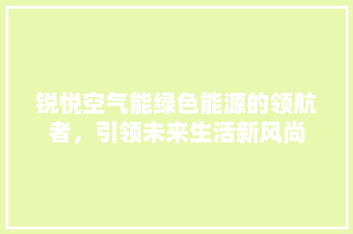 锐悦空气能绿色能源的领航者，引领未来生活新风尚 水电维修