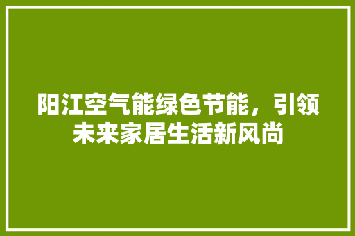 阳江空气能绿色节能，引领未来家居生活新风尚 家具修理