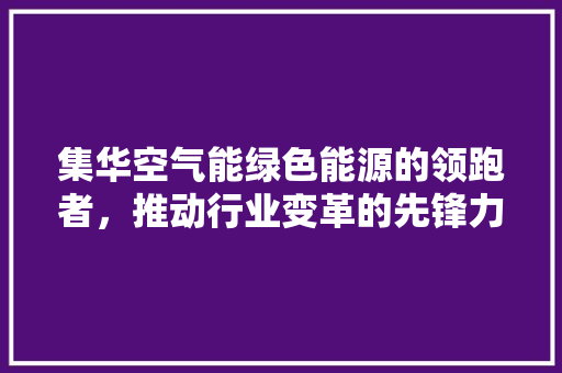 集华空气能绿色能源的领跑者，推动行业变革的先锋力量 热水器