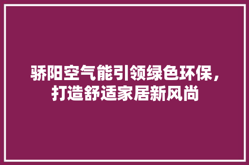 骄阳空气能引领绿色环保，打造舒适家居新风尚 空调