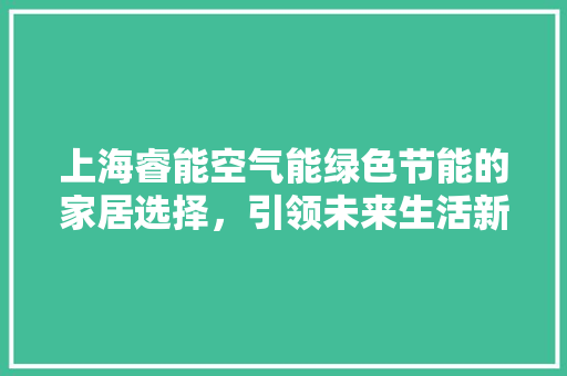 上海睿能空气能绿色节能的家居选择，引领未来生活新潮流 家居维修