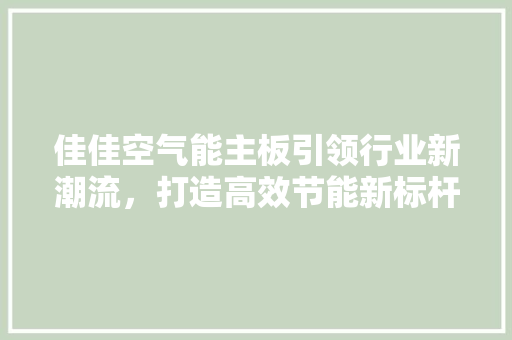 佳佳空气能主板引领行业新潮流，打造高效节能新标杆 洗衣机