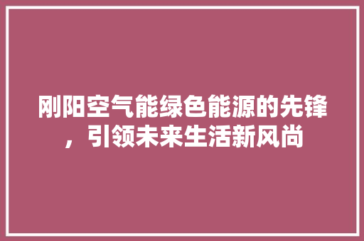 刚阳空气能绿色能源的先锋，引领未来生活新风尚 家居维修