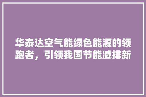 华泰达空气能绿色能源的领跑者，引领我国节能减排新风尚 空调