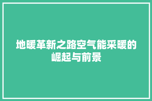 地暖革新之路空气能采暖的崛起与前景 装修设计