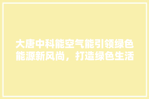 大唐中科能空气能引领绿色能源新风尚，打造绿色生活新标杆 空调