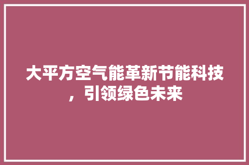 大平方空气能革新节能科技，引领绿色未来 空调