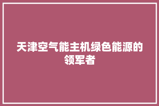 天津空气能主机绿色能源的领军者 空调
