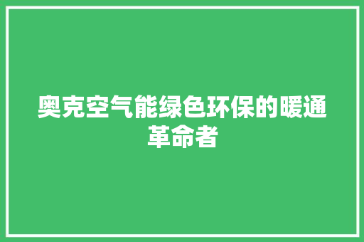 奥克空气能绿色环保的暖通革命者 清洁保养