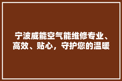 宁波威能空气能维修专业、高效、贴心，守护您的温暖生活 空调