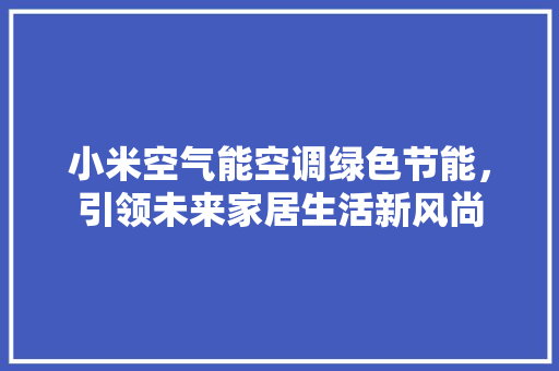 小米空气能空调绿色节能，引领未来家居生活新风尚 龙头管件