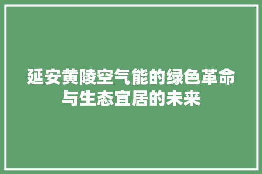 延安黄陵空气能的绿色革命与生态宜居的未来 清洁保养