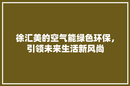 徐汇美的空气能绿色环保，引领未来生活新风尚 家具修理