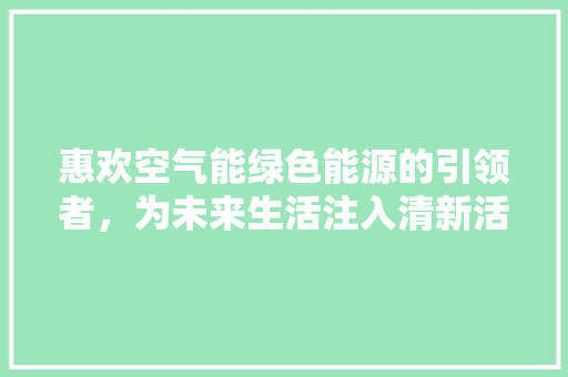 惠欢空气能绿色能源的引领者，为未来生活注入清新活力 家具修理