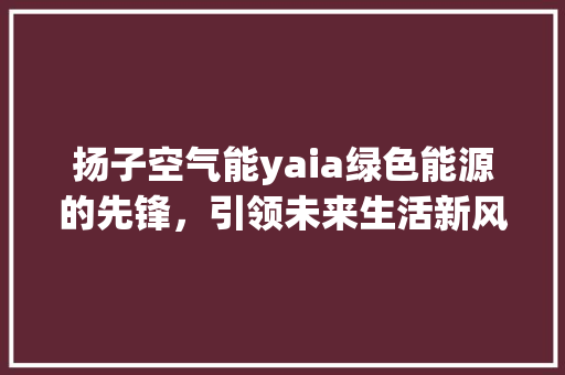 扬子空气能yaia绿色能源的先锋，引领未来生活新风尚 灯具安装