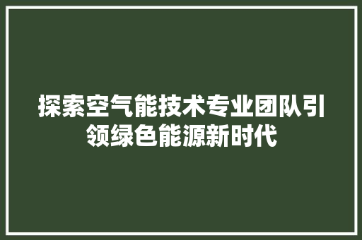 探索空气能技术专业团队引领绿色能源新时代 清洁保养