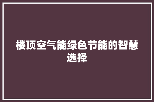 楼顶空气能绿色节能的智慧选择 洗衣机