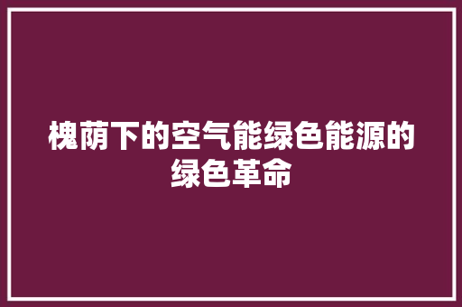 槐荫下的空气能绿色能源的绿色革命 洁具维修