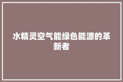 水精灵空气能绿色能源的革新者 清洁保养