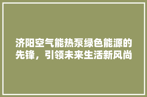 济阳空气能热泵绿色能源的先锋，引领未来生活新风尚 龙头管件