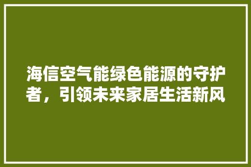海信空气能绿色能源的守护者，引领未来家居生活新风尚 龙头管件