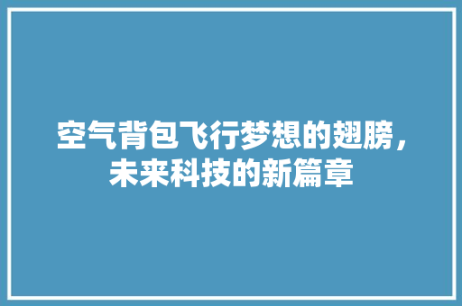 空气背包飞行梦想的翅膀，未来科技的新篇章 冰箱