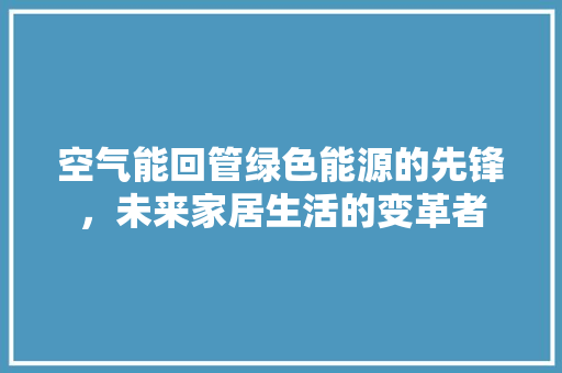 空气能回管绿色能源的先锋，未来家居生活的变革者 家居维修