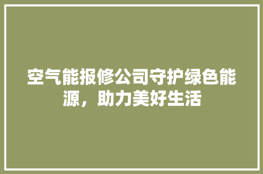 空气能报修公司守护绿色能源，助力美好生活 清洁保养