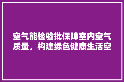 空气能检验批保障室内空气质量，构建绿色健康生活空间 装修设计
