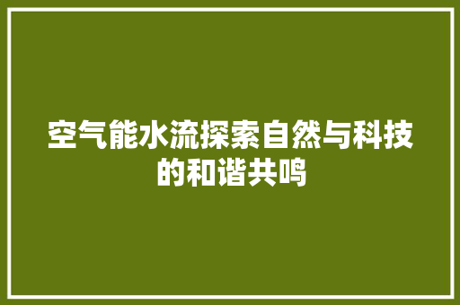 空气能水流探索自然与科技的和谐共鸣 空调