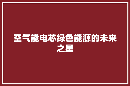 空气能电芯绿色能源的未来之星 家具修理