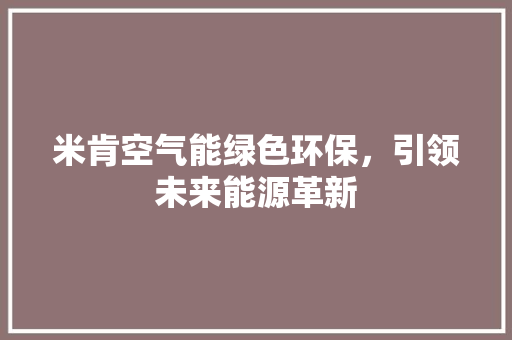 米肯空气能绿色环保，引领未来能源革新 水电维修