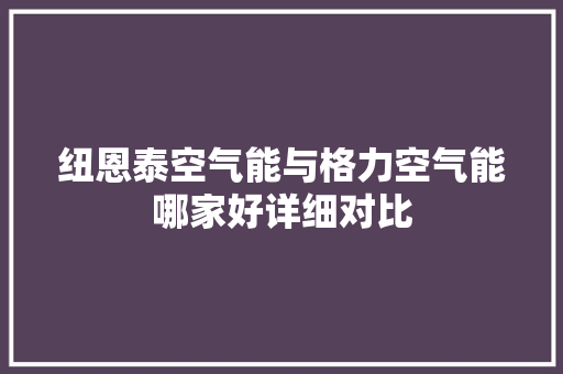 纽恩泰空气能与格力空气能哪家好详细对比 热水器
