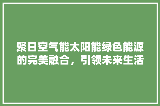 聚日空气能太阳能绿色能源的完美融合，引领未来生活新风尚 水电维修