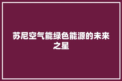 苏尼空气能绿色能源的未来之星 热水器