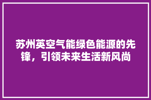 苏州英空气能绿色能源的先锋，引领未来生活新风尚 翻新改色
