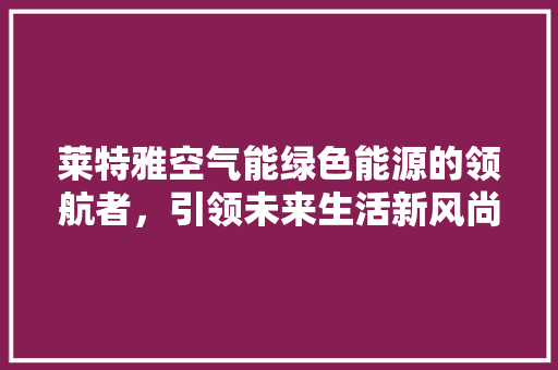 莱特雅空气能绿色能源的领航者，引领未来生活新风尚 家具修理