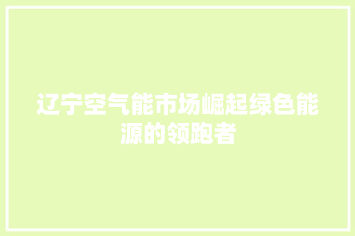 辽宁空气能市场崛起绿色能源的领跑者 翻新改色