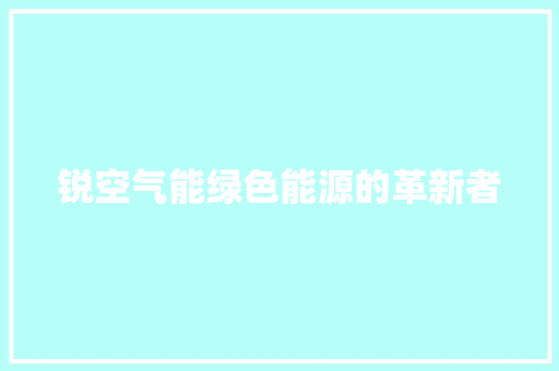 锐空气能绿色能源的革新者 清洁保养