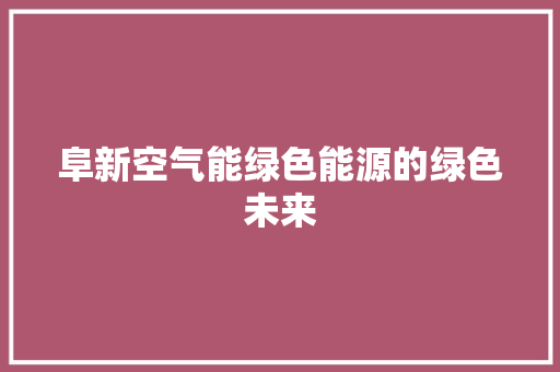 阜新空气能绿色能源的绿色未来 局部翻新