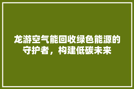 龙游空气能回收绿色能源的守护者，构建低碳未来 灯具安装