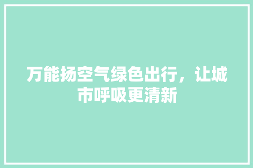 万能扬空气绿色出行，让城市呼吸更清新 局部翻新