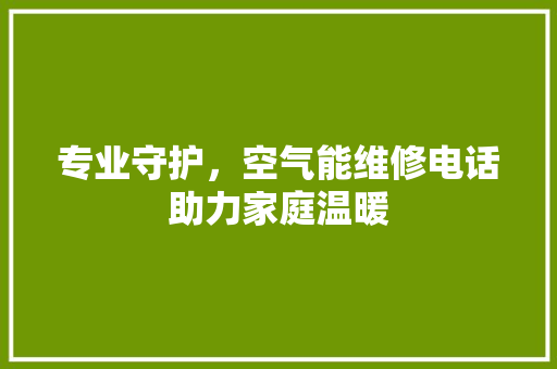 专业守护，空气能维修电话助力家庭温暖 家电维护